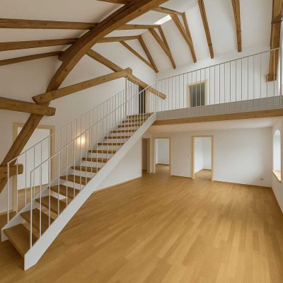 Erstbezug nach Sanierung: 4-Zimmer-Galeriewohnung in Karlsfeld // Wohnen auf dem Bauernhof