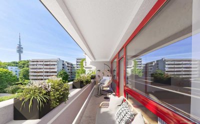 Schwabing-West: renovierte 1-Zimmer-Wohnung mit Westbalkon direkt am Olympiapark!