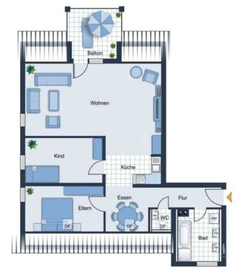 Freundliche 3,5-Raum-Dachgeschosswohnung mit EBK und Balkon in ostrach