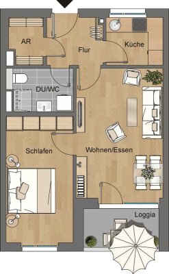 1600/91101/315 - 2-Raum-WE im 3.OG, rechts mit Aufzug und Balkon