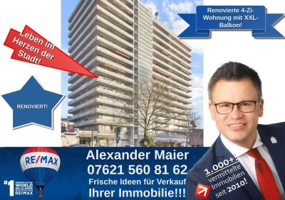 Lörrach Zentrum: Lichtdurchflutete 4-Zimmer-Wohnung mit XXL-Balkon und fantastischem Ausblick