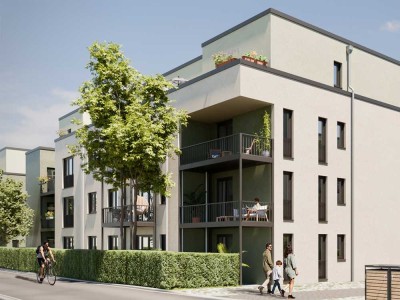Urban, familienfreundlich, förderfähig – Exklusive 3-Zi.-Wohnung mit Balkon im Herzen von Langen