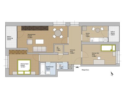 Renovierte 3 Zimmer-Wohnung 75m2 mit Kellerabteil und Parkplatz