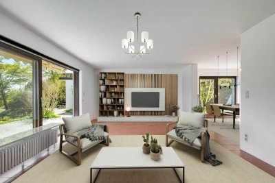 Sehr gepflegte Doppelhaushälfte mit großem Garten und bequem erweiterbarer Wohnfläche in Hohenbrunn