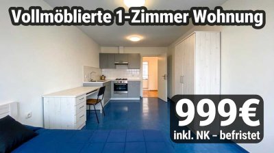1–Zimmer-Wohnung, vollmöbliert, modern, 999€ inkl. Nebenkosten, zentrale Lage, 5 Monate befristet