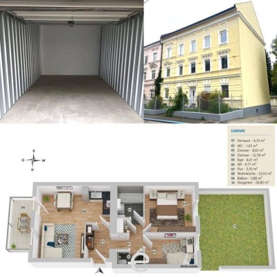 3 Zimmer-Altbauwohnung inkl. Garage