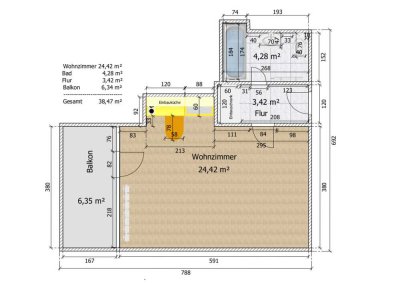 Schöne 1-Raum Wohnung 38 m² direkt am Mittellandkanal