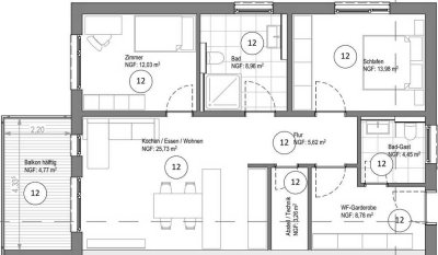 Erstbezug: exklusive 3-Zimmer-Etagenwohnung mit Balkon in Karlsbad (Spielberg)
