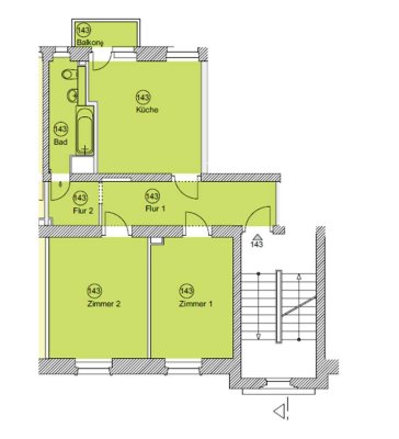 Gepflegte 2-Zimmer-Wohnung mit Balkon im 1. OG in Dresden Leipziger Vorstadt