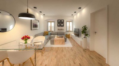 Komfortables Wohnen im Denkmal: Große 2-Zimmer-EG-Wohnung