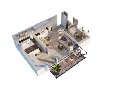 Erdgeschoss-Möblierte 2-Zi.-OG Wohnung