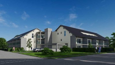 NEUBAU: Exklusive barrierefreie 3-Zim.-EG-Wohnung mit Terrasse, Aufzug, Einbauküche sowie TG