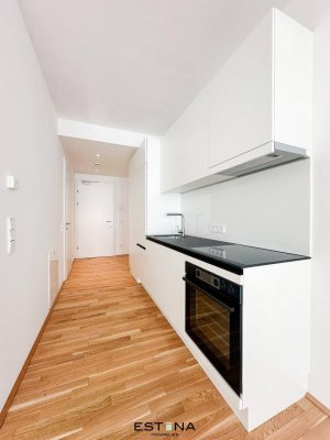 Nähe U1 Station Kaisermühlen - Singlewohnung mit optisch abgetrenntem Schlafbereich - Neubau