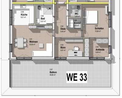 Geschmackvolle ruhige Penthousewohnung mit geh. Innenausstattung und Dachterrasse