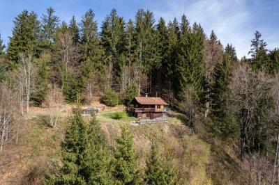 Berghütte mit 3 ha Wald im Naturschutzgebiet Adelegg - Ruhe und Natur pur mit herrlicher Alpensicht