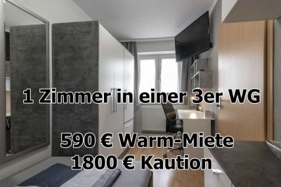 ab sofort -  WG Zimmer in Pforzheim Zentrum in möbelierter 3er WG - 550 Meter vom HBF Pforzheim