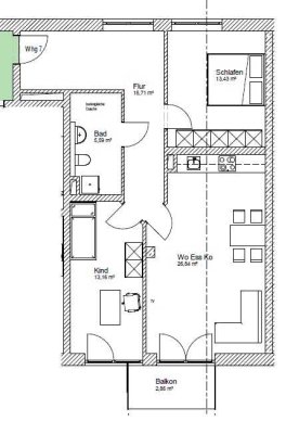 Top ausgestattete Neubauwohnung 3 ZKB 1. Stock mit Balkon
