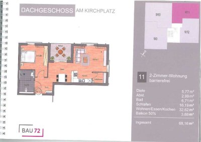 barrierefreie 2-Zimmer Wohnung mit Balkon im Stadtkern von Appenweier