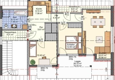 Moderne 3-Zimmerwohnung mit Dachloggia / Erstbezug nach Sanierung