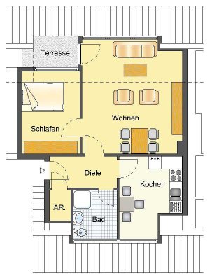 Möblierte 2-Zimmer-Wohnung direkt am See - Möbel gehören dem jetzigen Mieter..