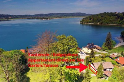 möbliert, befristet, direkt am Kochelsee Souterrain-Studio Chalet Stil