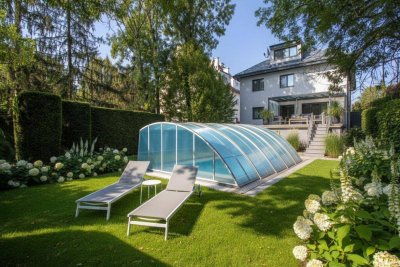 Niedrigenergie - High-End-Villa mit herrlichem Garten, Pool und viel Platz ...auch für einige Autos...