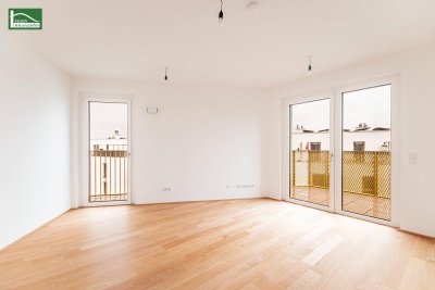 Leistbar im Neubau mit durchdachtem Grundriss - 2.Zimmer mit Balkon in Grün-Ruhelage nähe Marchfeldkanal!