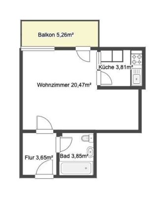 Sehr gepflegte 1-Zimmer-Wohnung mit Balkon in Prien am Chiemsee