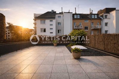 MODERNISIERTE SKYLINE-WOHNUNG MIT 60 QM SONNENTERRASSE UND BLICK AUF DEN RÖMERTURM +PROVISIONSFREI+