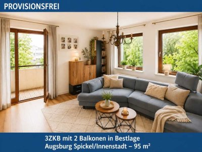 Augsburg-Spickel/Innenstadt: Hochwertig renovierte 3-Zimmer-Wohnung mit 2 Balkonen in Bestlage