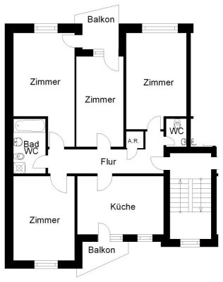 Studenten aufgepasst! WG-geeignete 4 Zi.-Wohnung mit Einbauküche!