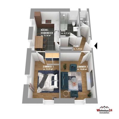 Reserviert+++Modernisierte 2-Zimmer-Wohnung in Lauchheim+++