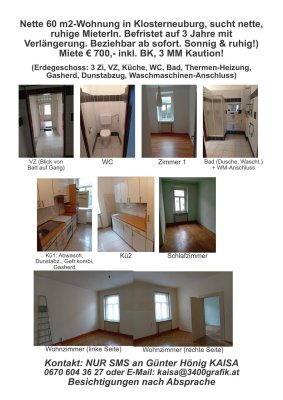 Nette 60 m2-Wohnung in Klosterneuburg,