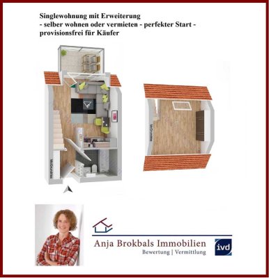 Singlewohnung mit Erweiterung - selber wohnen oder vermieten - perfekter Start - provisionsfrei f...