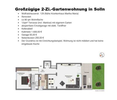 Gigantische 2 Zimmer Gartenwohnung in Solln
