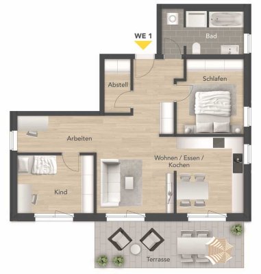 Moderne Neubauwohnung im KfW-40-Effizienzhaus - Erstbezug mit Balkon/Terrasse in Erlangen