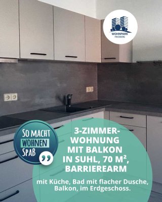 Barrierearme 3-Zimmer-Wohnung mit Balkon, Küche inklusive