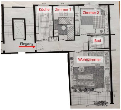 Helle 3-Zimmer Wohnung im 1. OG mit Balkon in Karlsruhe Innenstadt-West