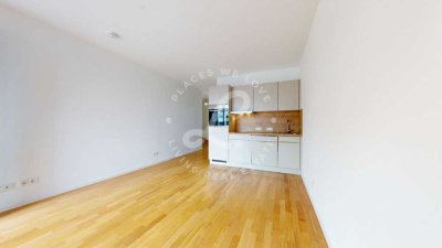 Neubau Erstbezug: Geschmackvolle 1-Zimmer-Wohnung mit Einbauküche & Dachterrasse