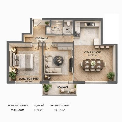 GEIDORF-RUHELAGE: Barrierefreie, WG-taugliche 3-Zimmer-Wohnung mit Balkon