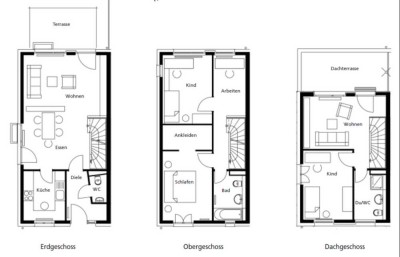 Familienfreundliches 4,5-Zimmer-Reihenhaus mit Garten & Dachterrasse in zentraler Lage von Sindelfin