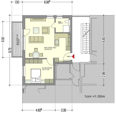 Moderne 2-Zimmer-Wohnung mit Balkon und Keller in ruhiger Lage