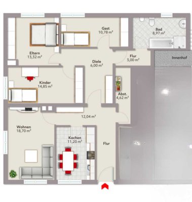 Helle, renovierte 4 Zimmer Erdgeschosswohnung in Biersdorf am See
