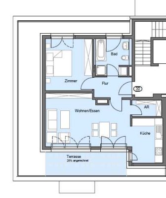 Schöne 2-Zimmer-Wohnung mit Dachterrasse in Augsburg zu vermieten