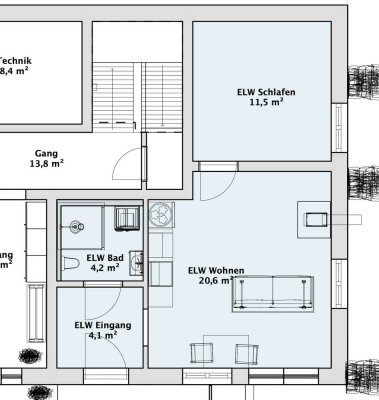 Moderne Einliegerwohnung für Nichtraucher im KfW 55 Neubau mit Terrasse und Garten