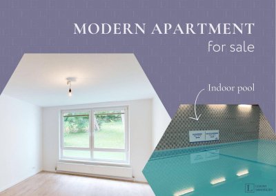 Premiumwohnung mit 2 Schlafzimmern, Küche und Indoor-Pool // Erstbezug nach Sanierung // Ruhe und Natur vor den Toren Wiens