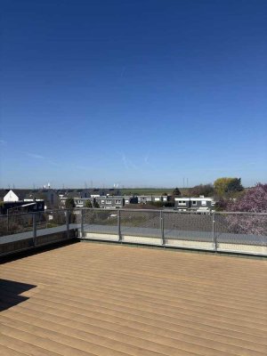 Sofort bezugsfertiger Neubau: Großzügige Dachterrasse mit Feldblick
