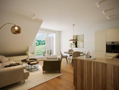 Bergblick: Moderne 3-Zi.-DG-Wohnung mit 2 KFZ-Stellplätzen