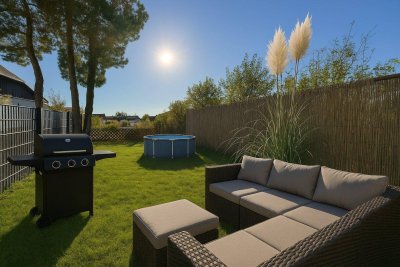 RUHIG GELEGEN und SCHNELL in der STADT - Modernes Reihenhaus - BJ 2018 - 3 Zimmer - ca. 64m² gew. NFL - helle Wohnküche - Voll möbliert - große Terrasse - gepflegter Garten - PKW-Stellplatz