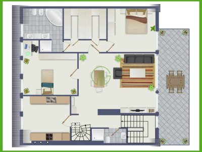 # DÜREN # Stadtwohnung mit gehobener Ausstattung. Drei Zimmer plus Dachstudio, ca. 163 m², 3.OG+DG.